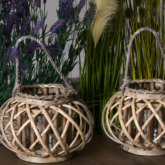 Wicker Basket Lantern - 2 Sizes Available