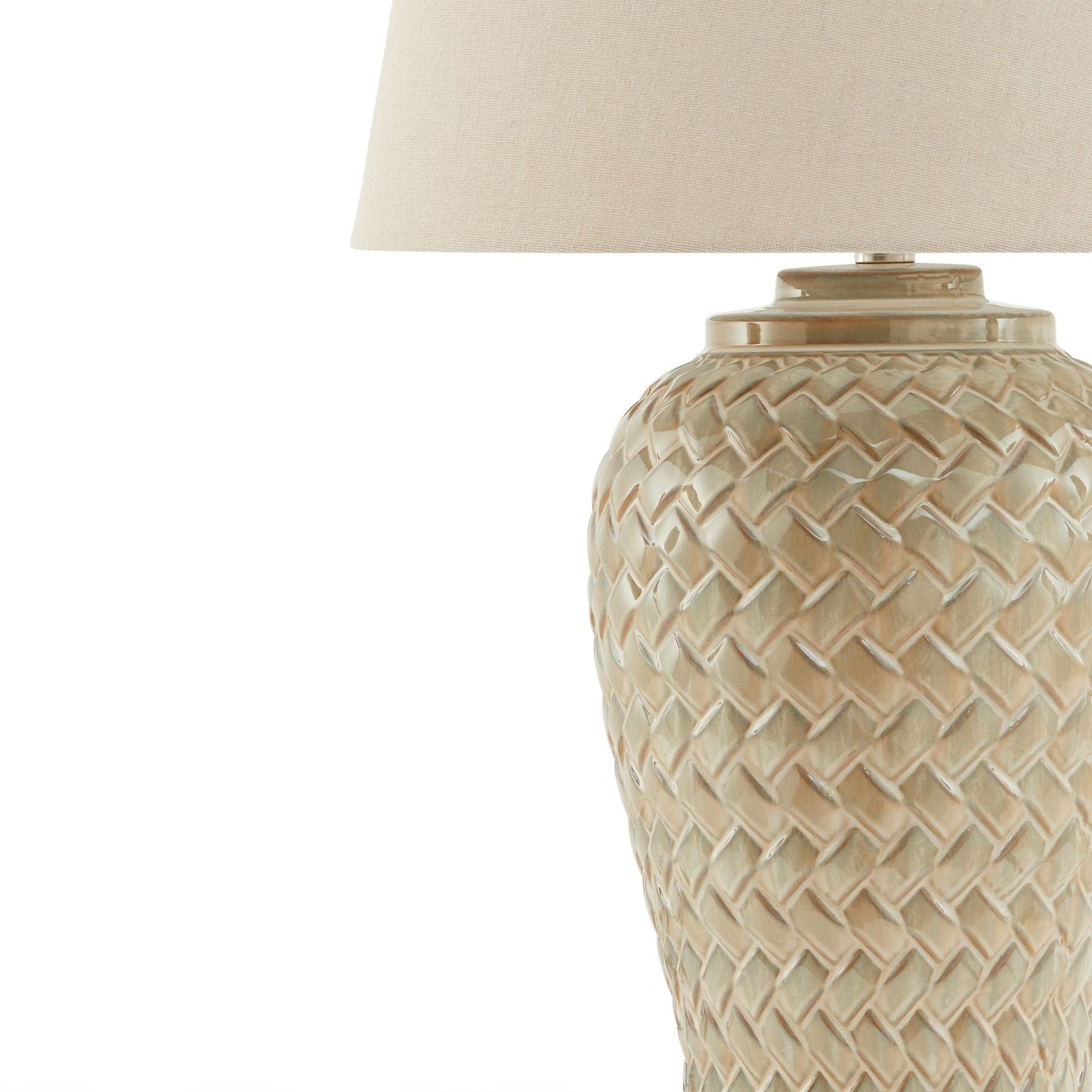 Woven Table Lamp with Linen Shade